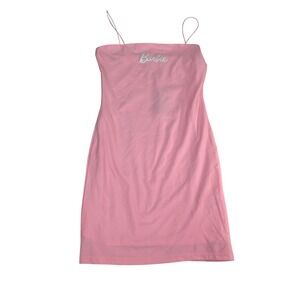 Forever 21 Barbie Pink Bodycon Mini Dress Small Spaghetti Strap Knit NEW